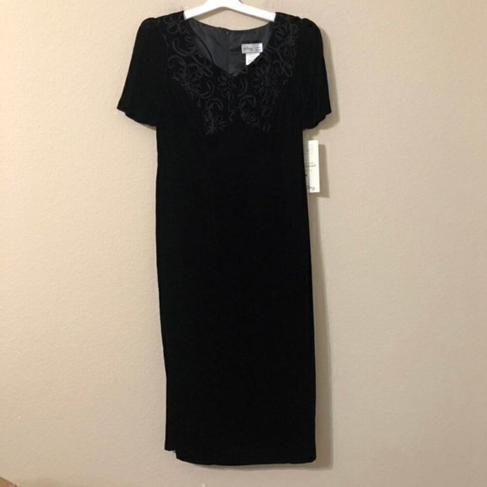 Lanz RSVP Dress Black Velvet Vintage Cottagecore